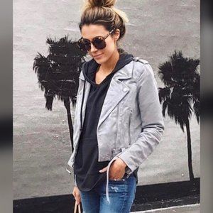 BlankNYC Suede Moto Jacket in Cloud Grey